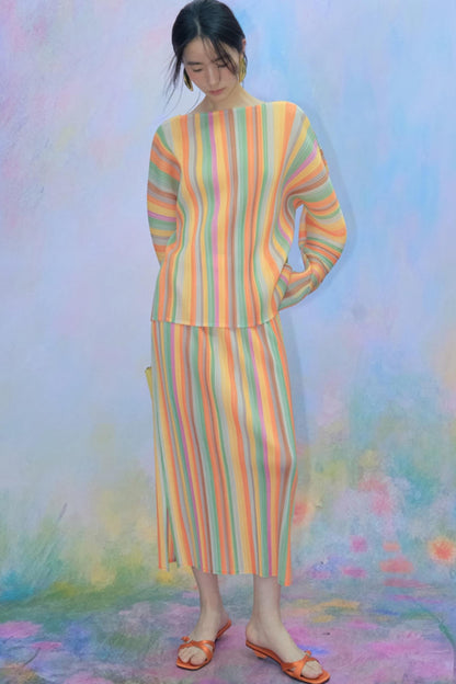 Orange Pleated Bustier Set-Up