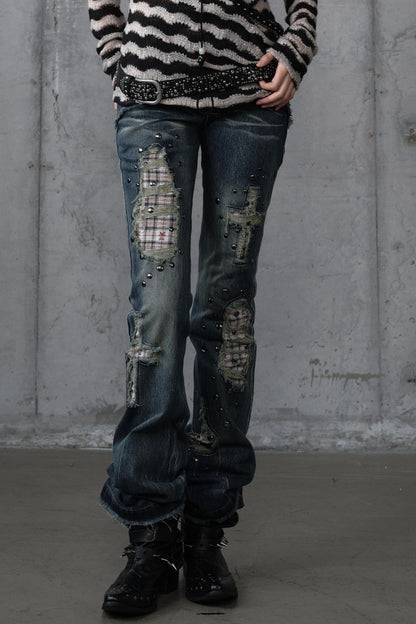 Distressed Straight Slim Jeans