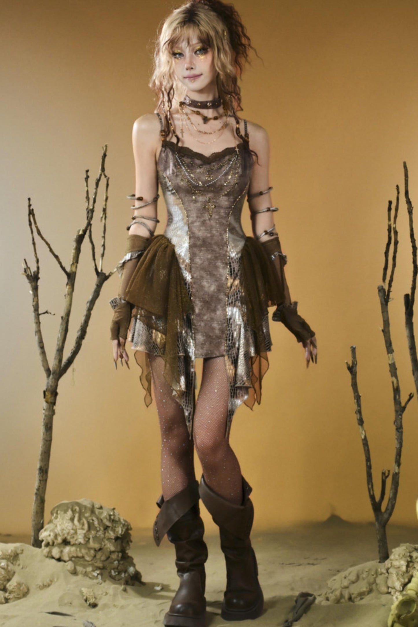 Gilded Snake Suspender Dress