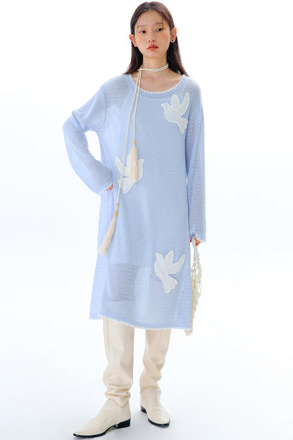 Sea Asuka Embroidered Knit Dress
