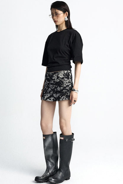 Mottled Jacquard Wrap Skirt