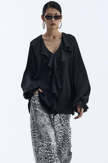 Black Ruffle Shirt