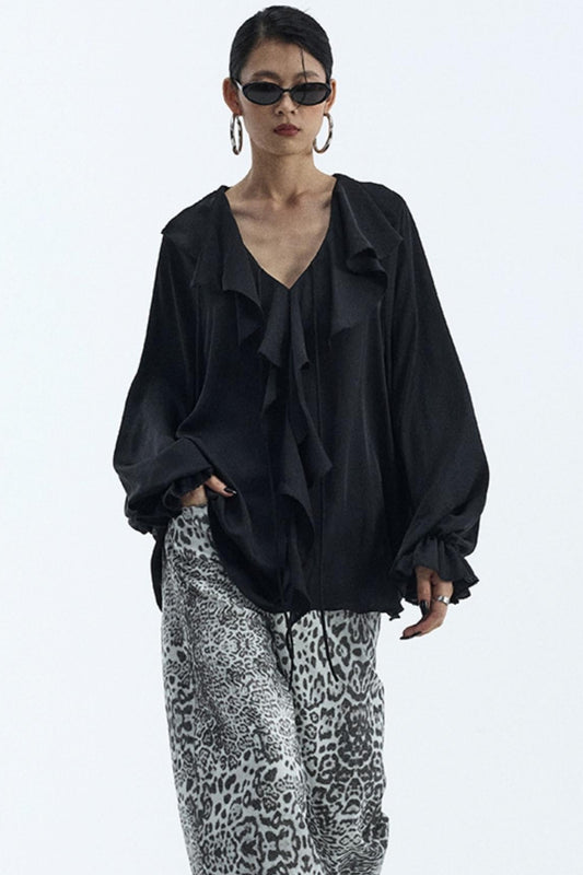 Black Ruffle Shirt