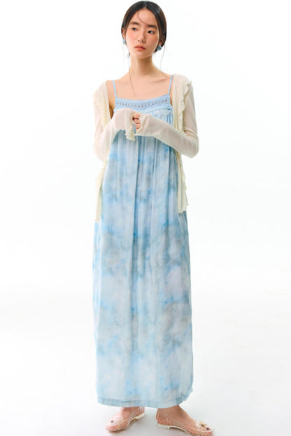 Blue Vacation Halter Dress