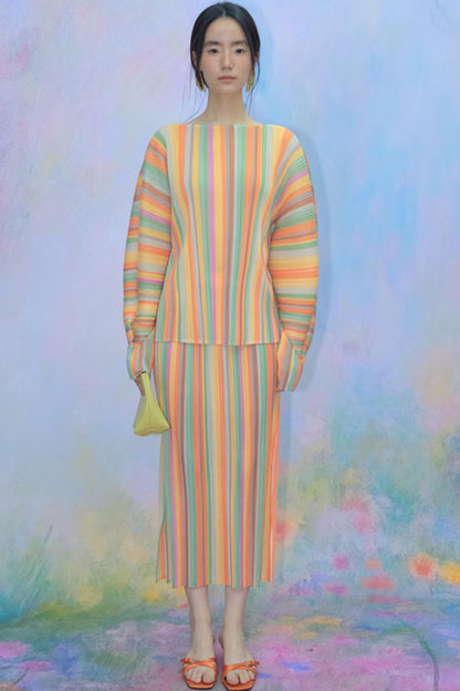 Orange Pleated Bustier Set-Up