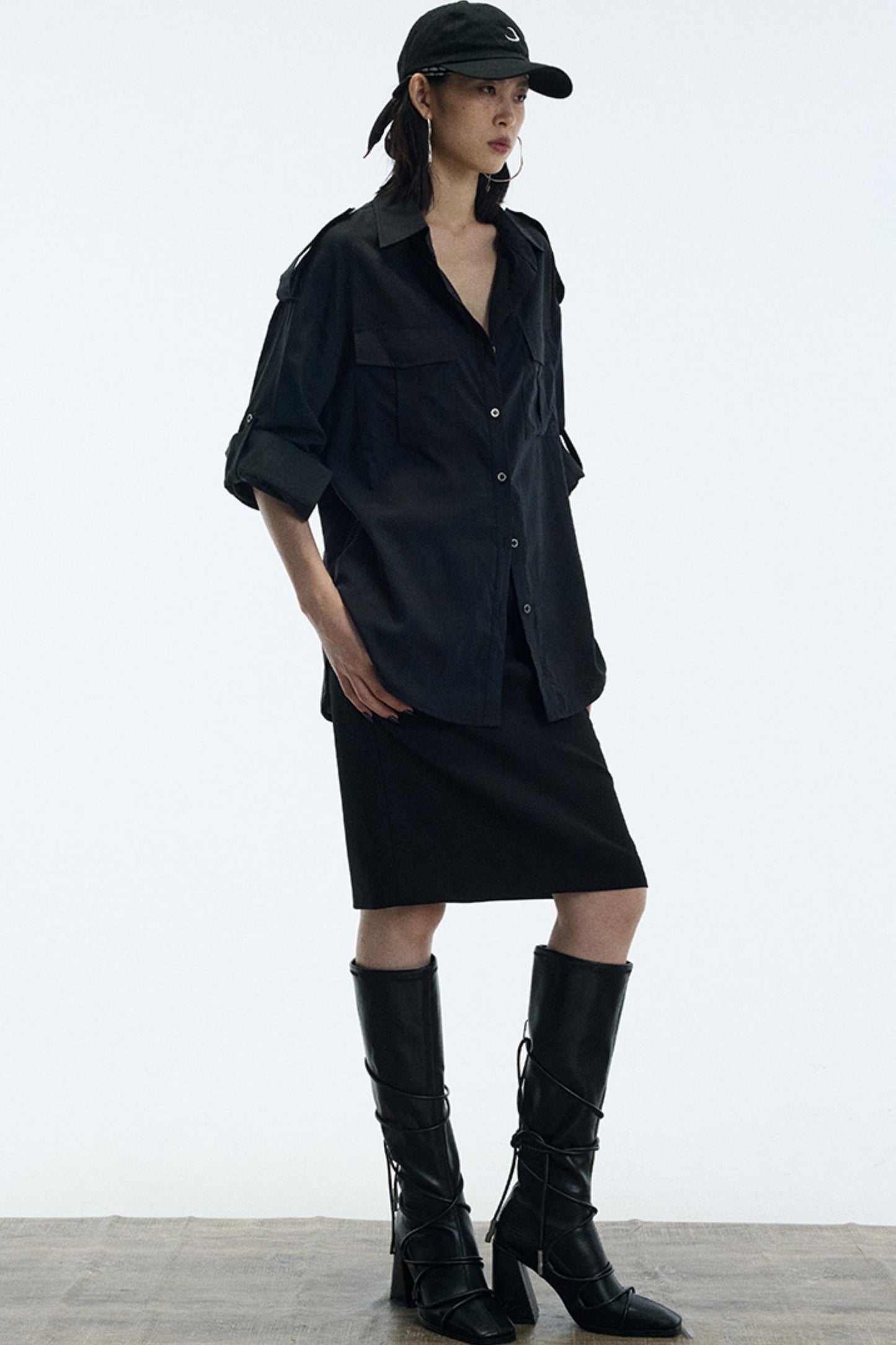 Vintage Black Lapel Shirt