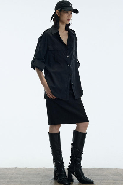 Vintage Black Lapel Shirt