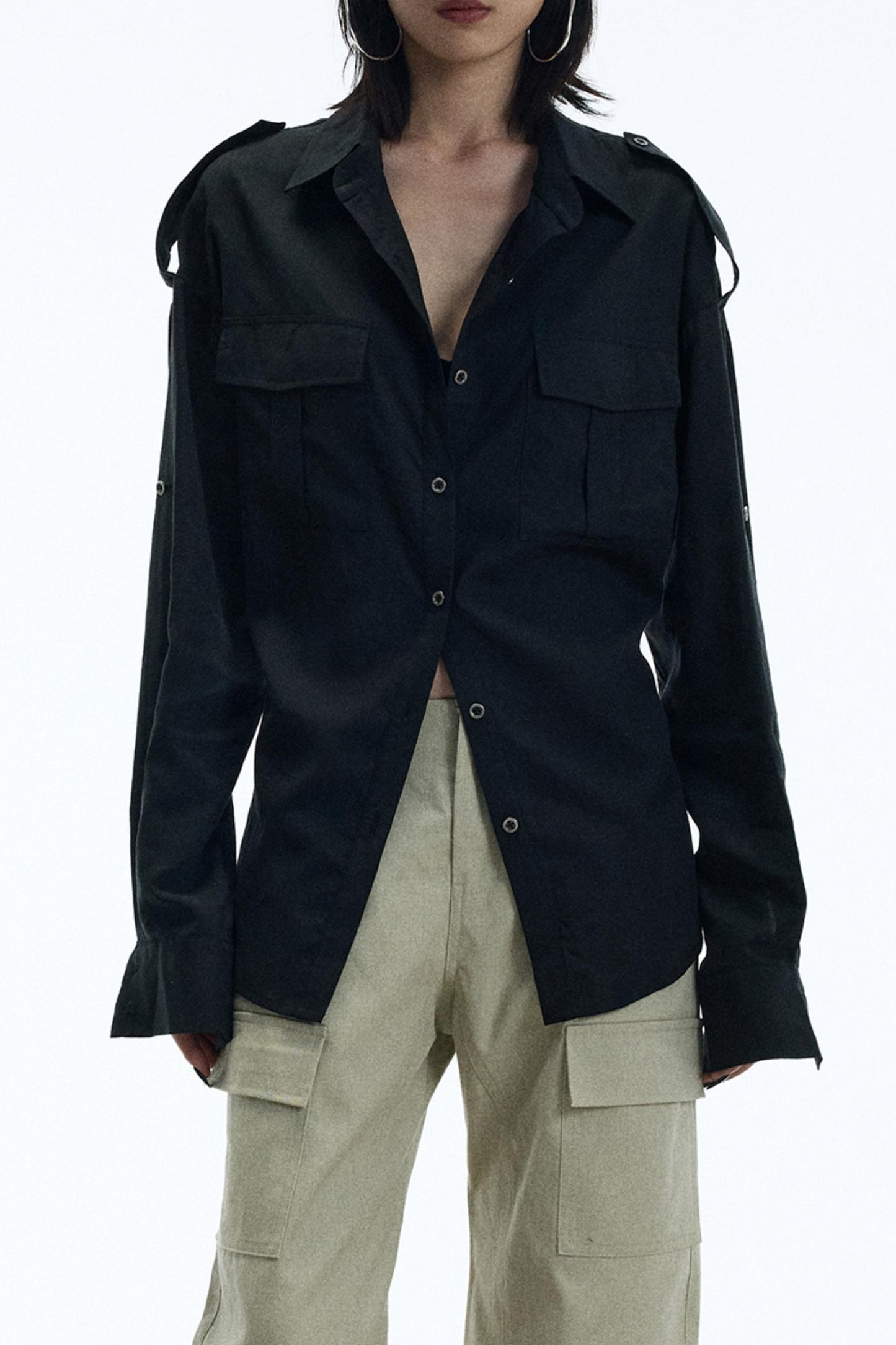 Vintage Black Lapel Shirt