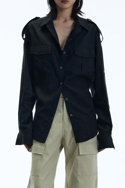 Vintage Black Lapel Shirt