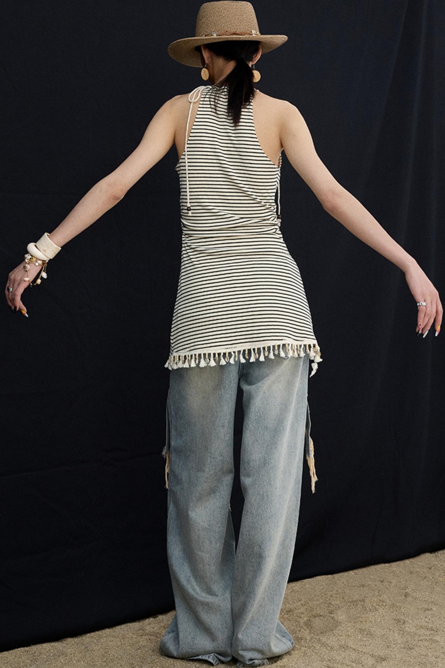 Washed Blue Wide-Leg Jeans