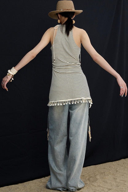 Washed Blue Wide-Leg Jeans