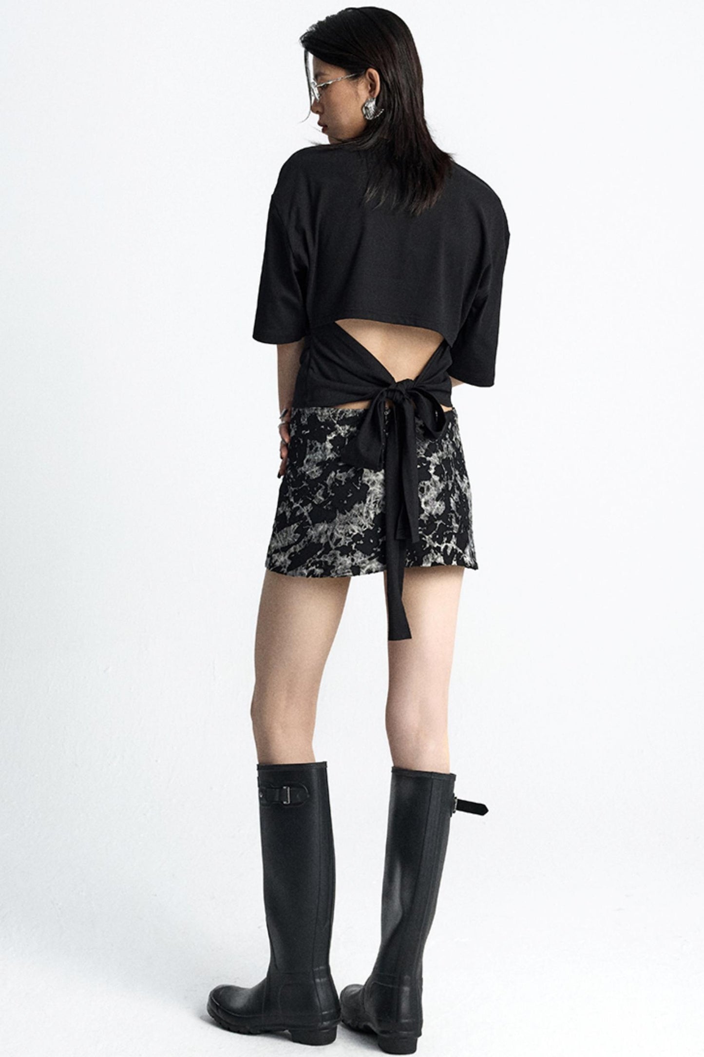 Mottled Jacquard Wrap Skirt