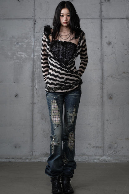 Distressed Straight Slim Jeans