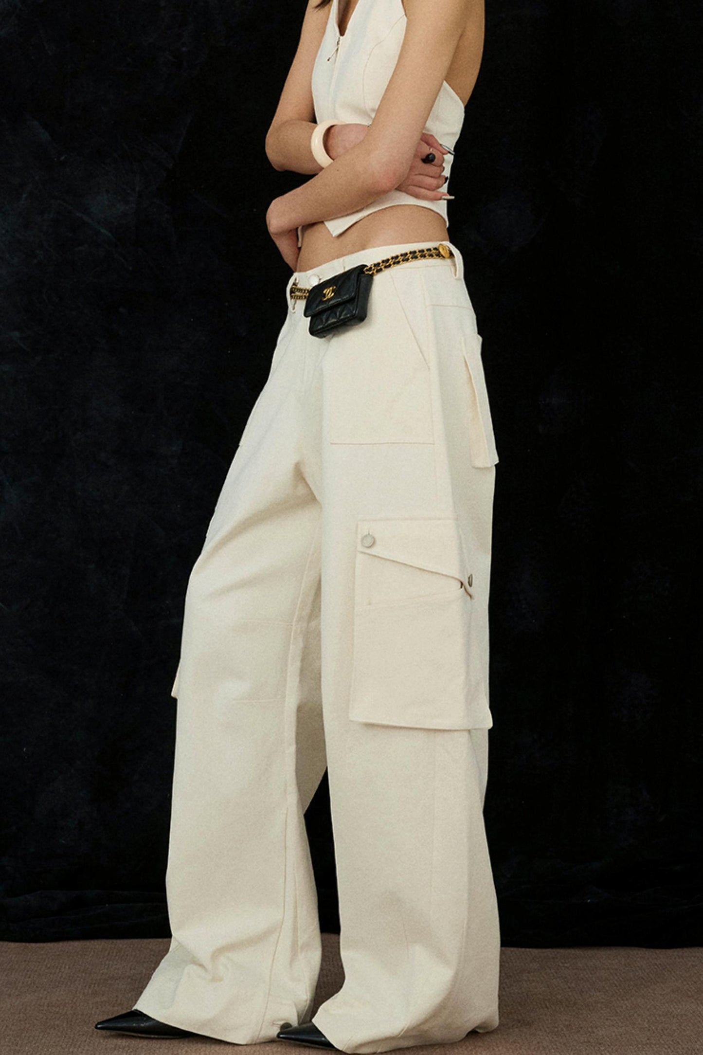 Ivory Wide-Leg Pants