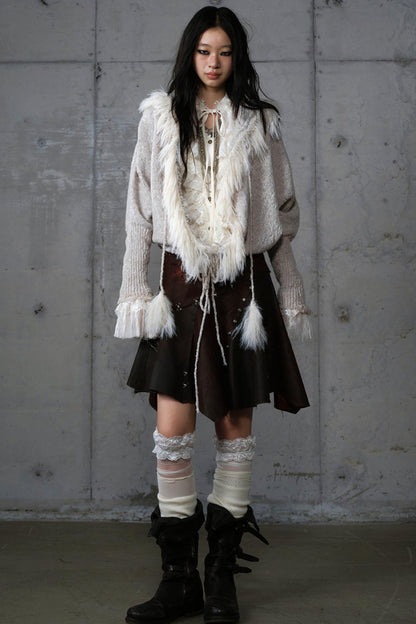 Lazy Vintage Knit Bat Sleeve Hooded Sweater Coat