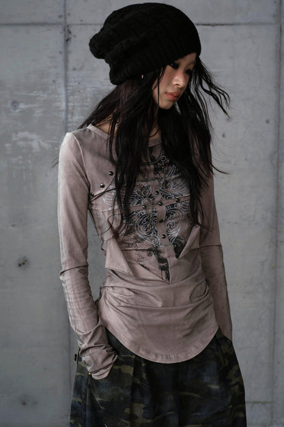 Vintage Distressed Long Sleeve Knitted Base Layer