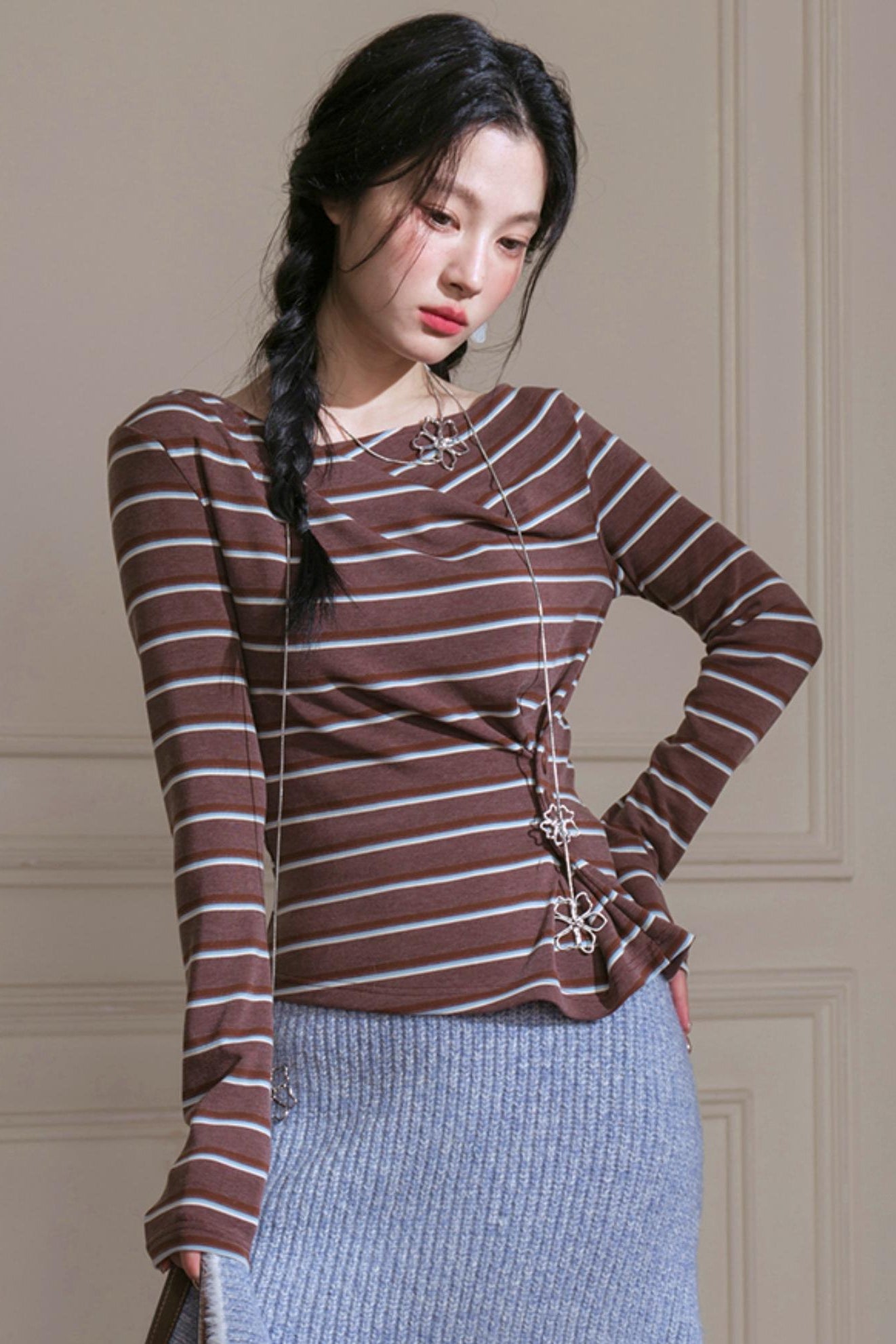 Soft Striped Knitted T-Shirt