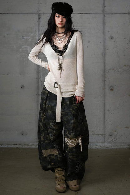 Heavy Industry Embroidery Camouflage Trousers