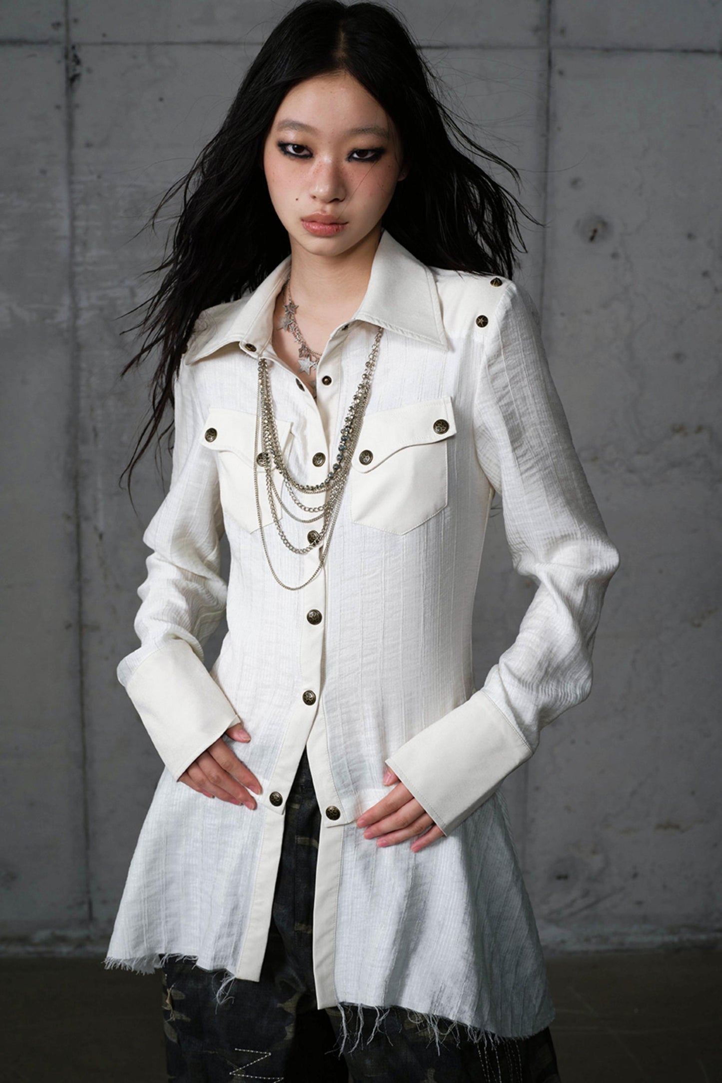 Vintage Punk Patchwork Leather Long Sleeve Shirt