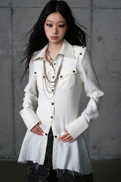 Vintage Punk Patchwork Leather Long Sleeve Shirt