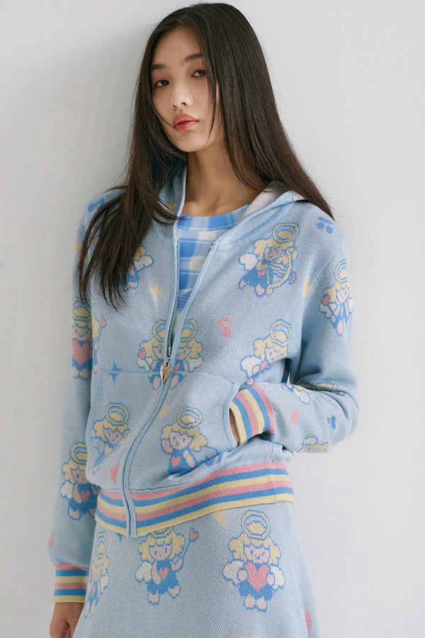 Cherub Blue Knit Jacket Set-Up