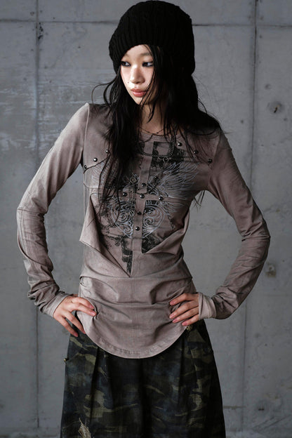 Vintage Distressed Long Sleeve Knitted Base Layer