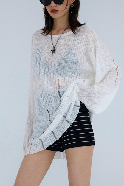 Striped Knit Hot Pants