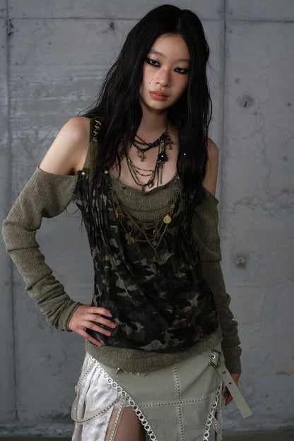 Leaky Shoulder Long Sleeve Top