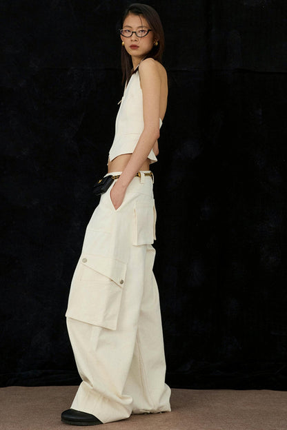 Ivory Wide-Leg Pants
