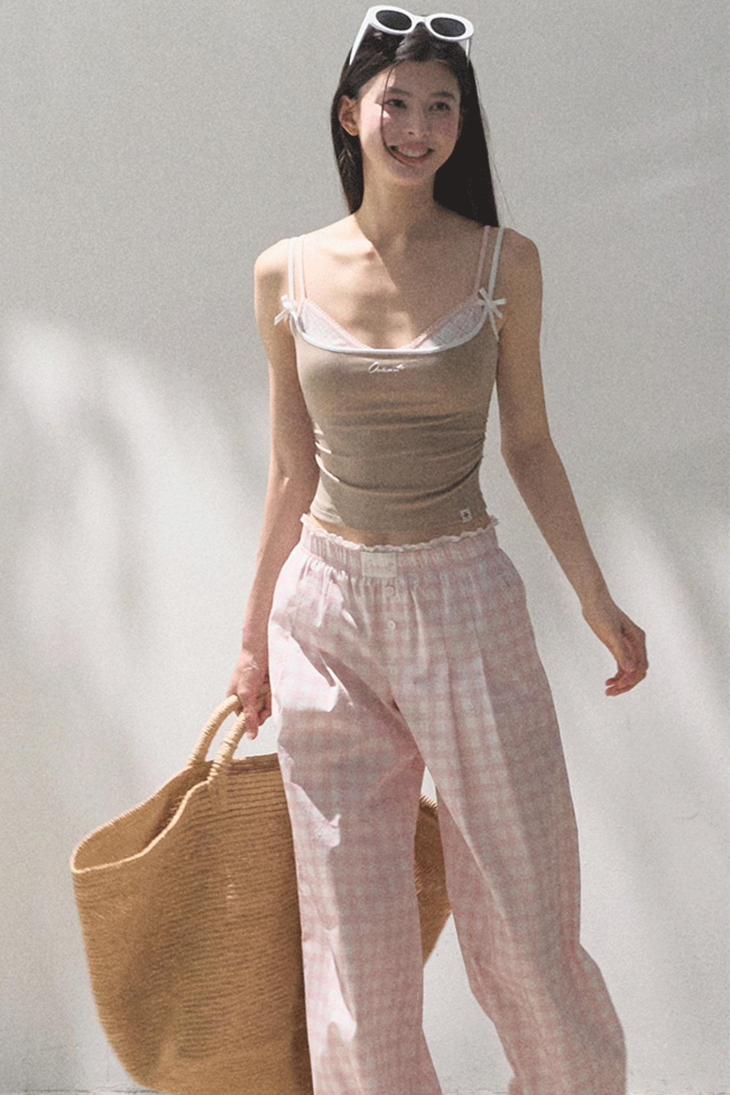 Plaid Linen Suspenders Set-Up