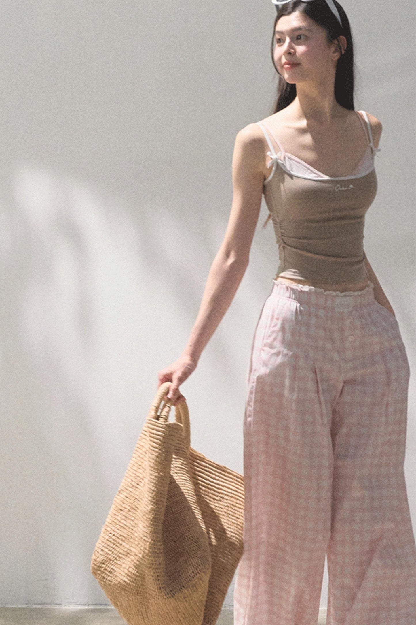 Plaid Linen Suspenders Set-Up