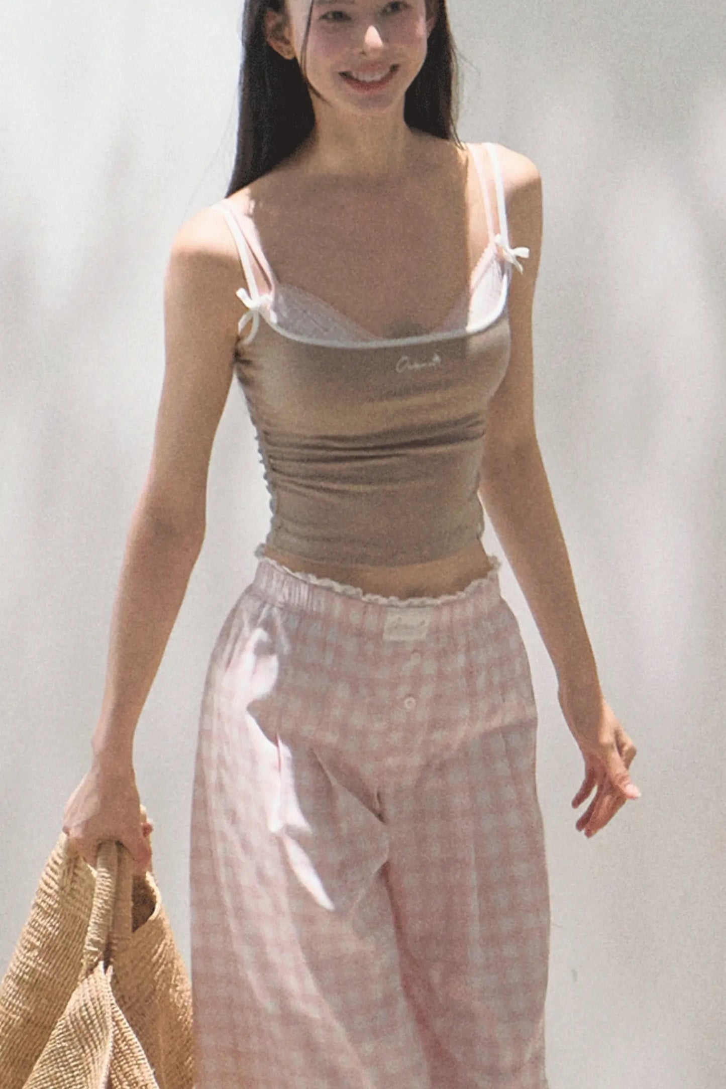 Plaid Linen Suspenders Set-Up