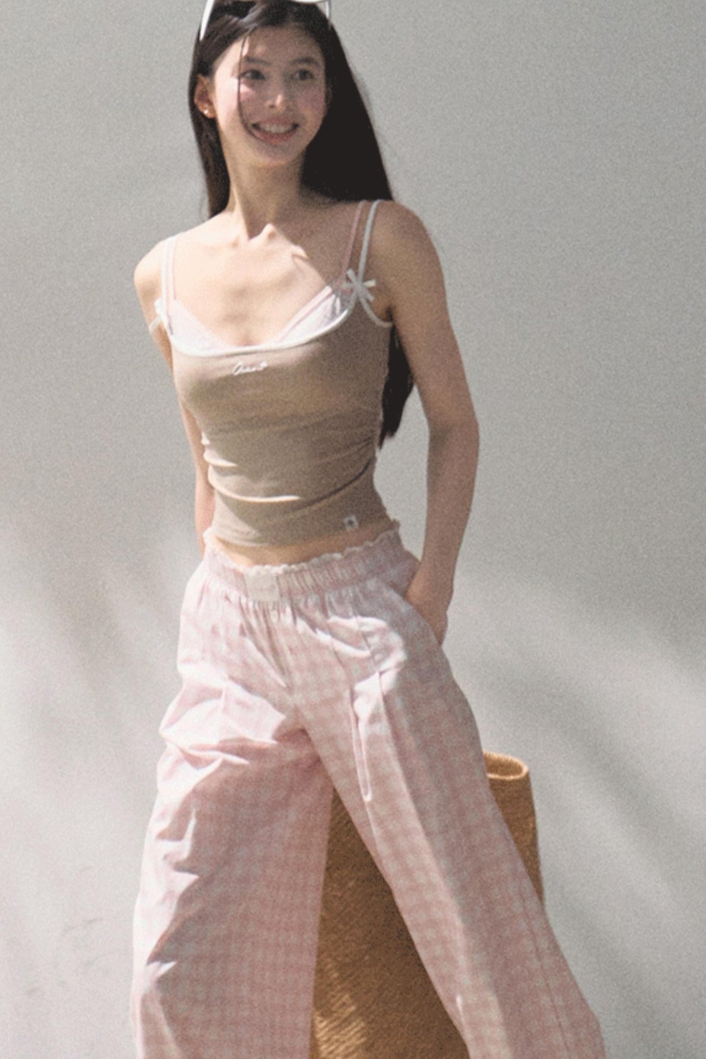 Plaid Linen Suspenders Set-Up