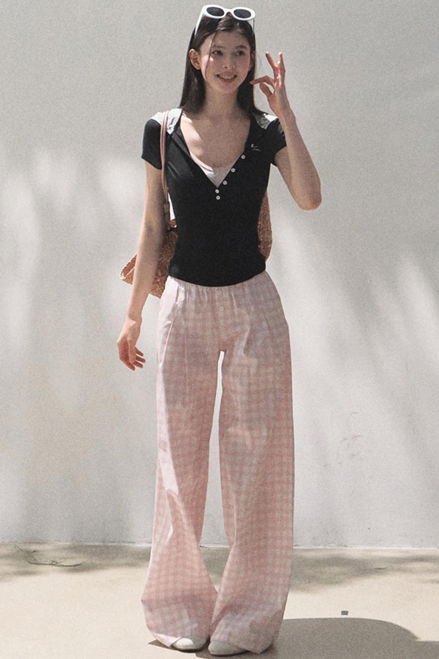 Plaid Linen Suspenders Set-Up