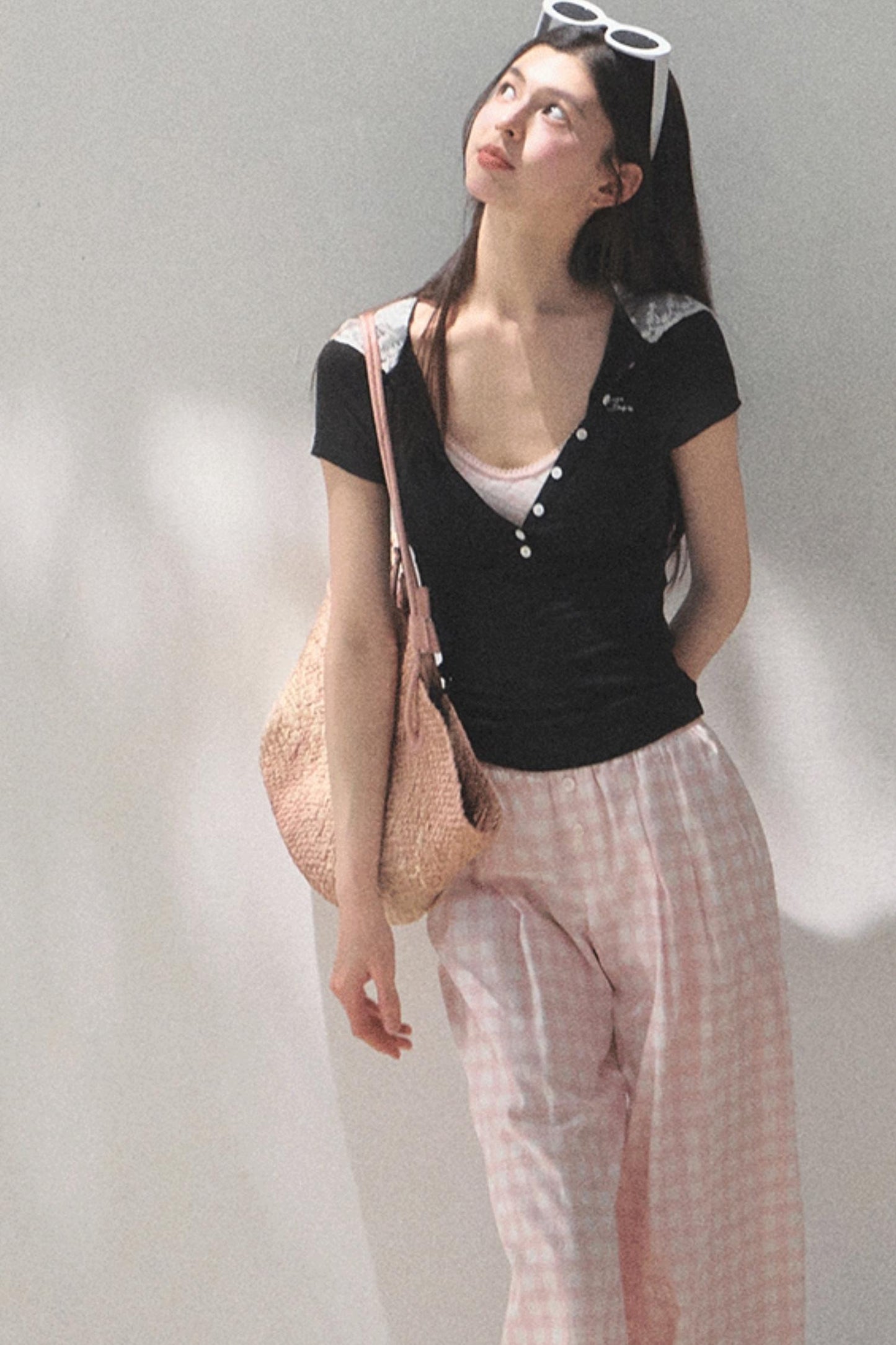 Plaid Linen Suspenders Set-Up