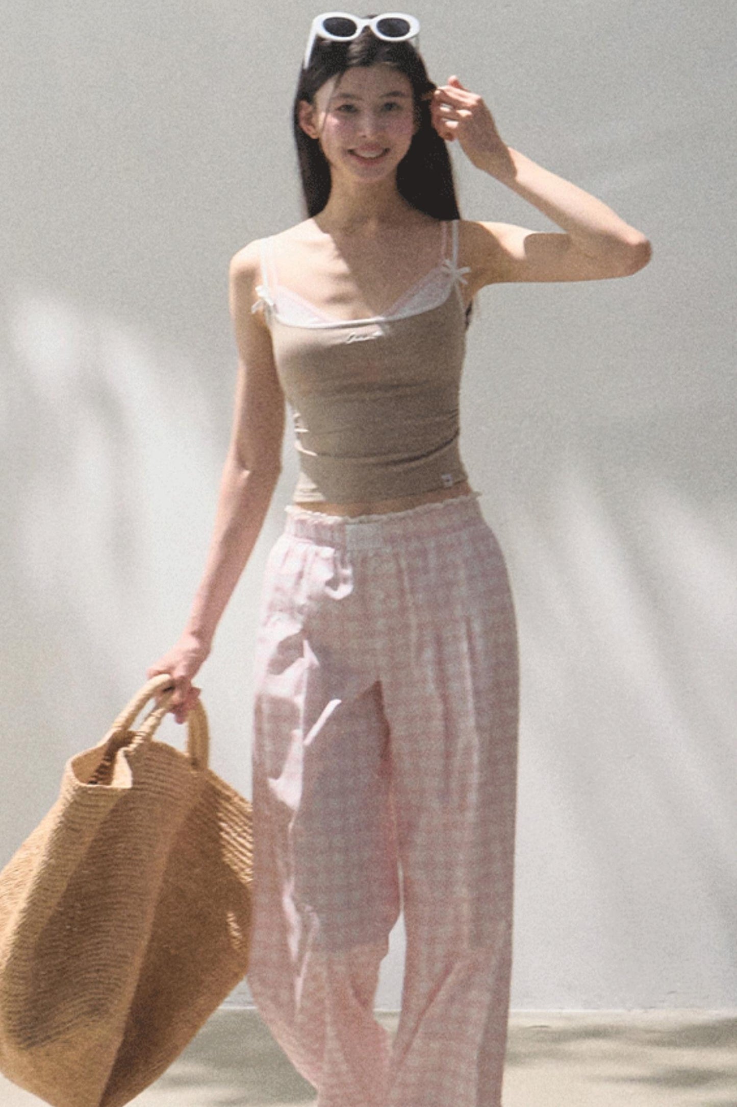 Plaid Linen Suspenders Set-Up