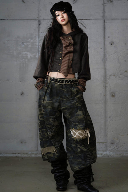 Heavy Industry Embroidery Camouflage Trousers