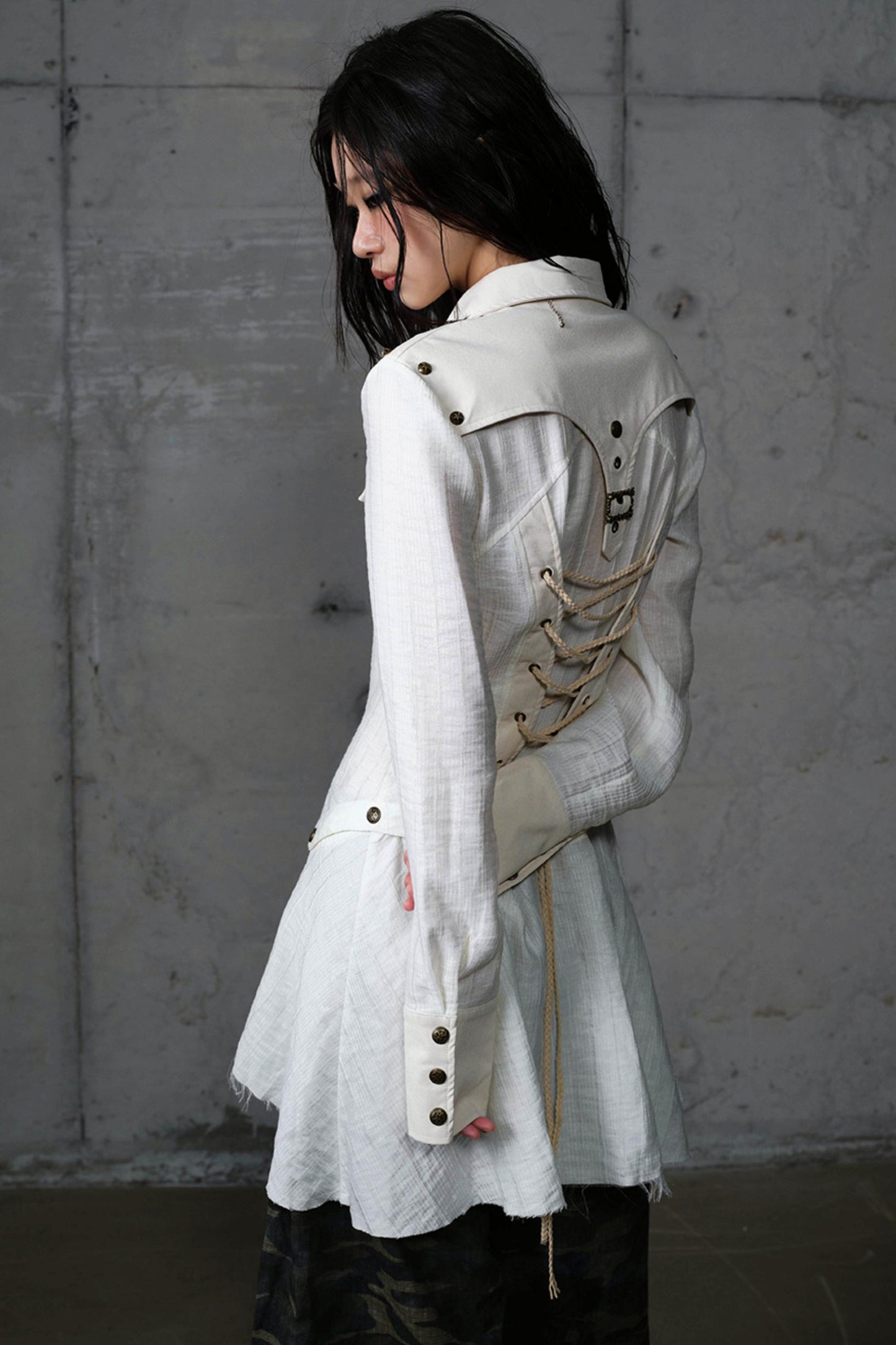 Vintage Punk Patchwork Leather Long Sleeve Shirt