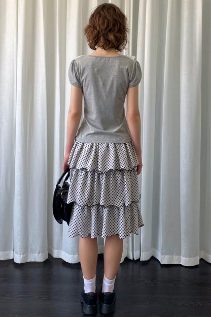 Grey Bubble Knit Lace Mini T-Shirt