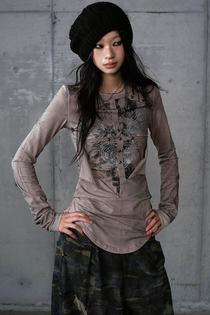 Vintage Distressed Long Sleeve Knitted Base Layer