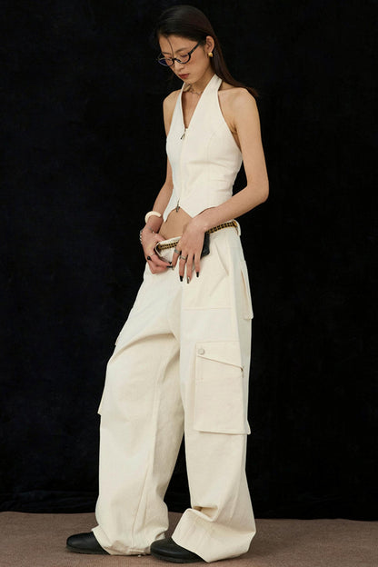 Ivory Wide-Leg Pants