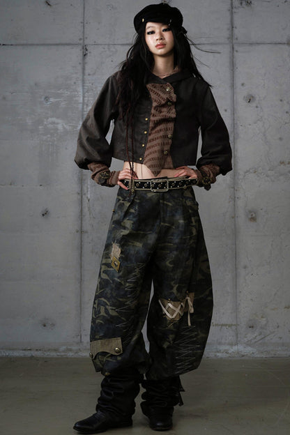 Heavy Industry Embroidery Camouflage Trousers