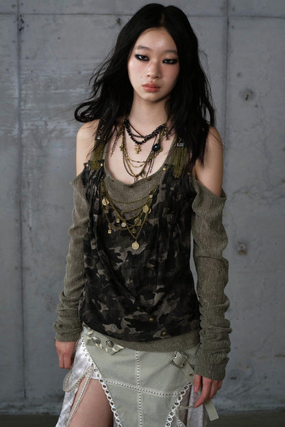 Leaky Shoulder Long Sleeve Top