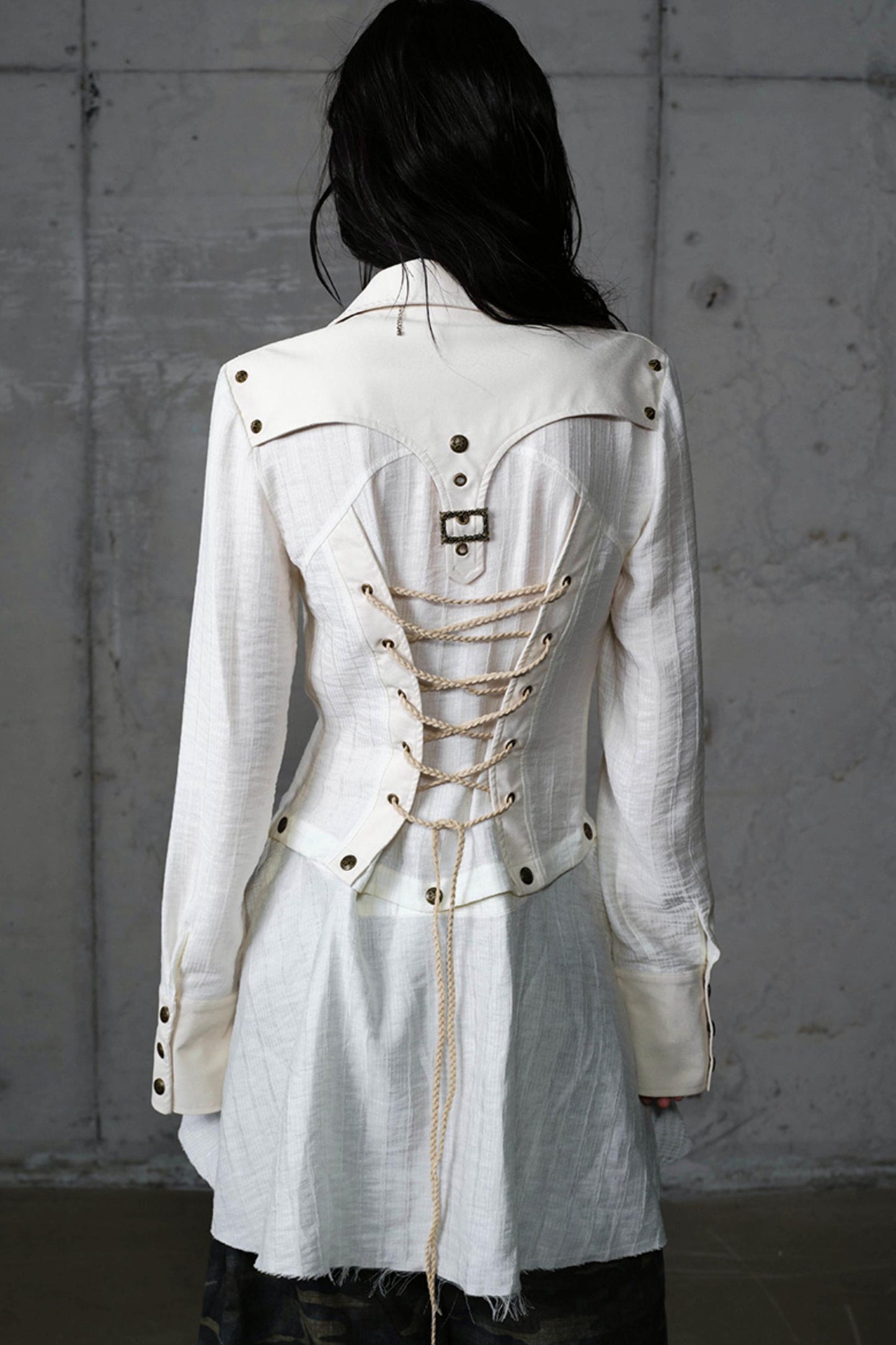 Vintage Punk Patchwork Leather Long Sleeve Shirt