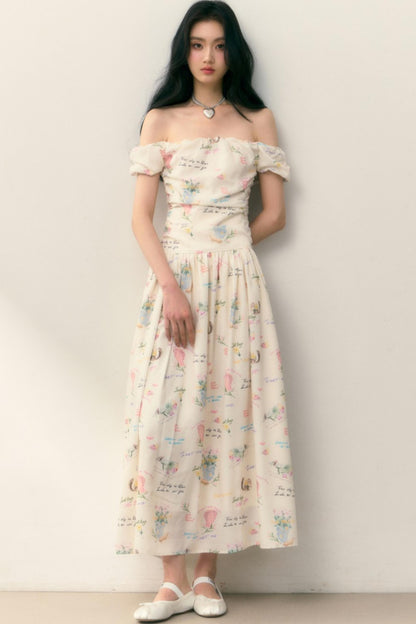 Pastel Lotus Neck-Tie Oriental Dress