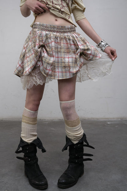 Straight silhouette Plaid Skirt