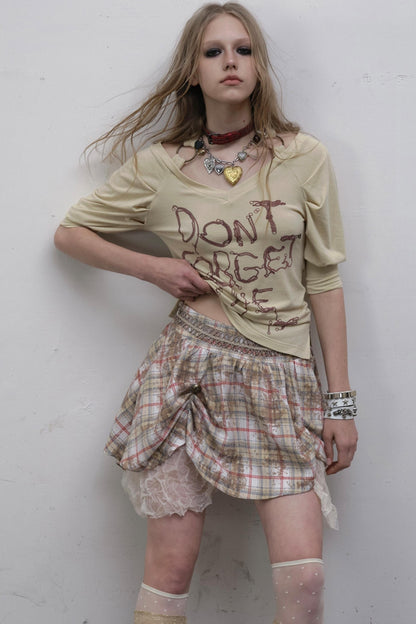 Straight silhouette Plaid Skirt