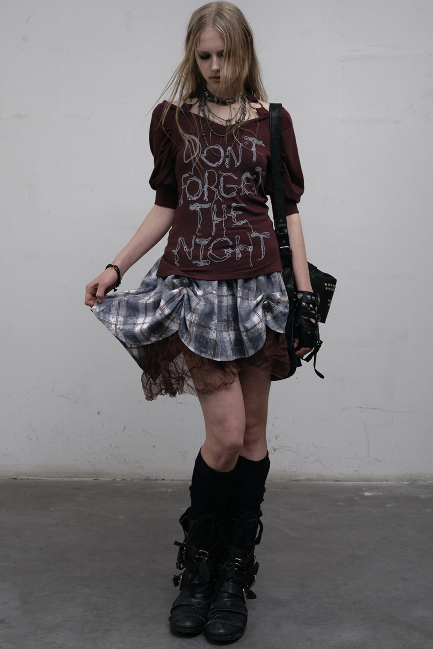 Straight silhouette Plaid Skirt