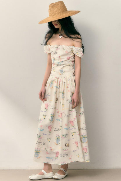 Pastel Lotus Neck-Tie Oriental Dress