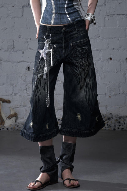 Winged Denim Trousers